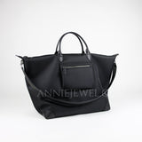 black Minimalist Nylon Tote Bag With Side Pocket Umbrella Holder Tote Bag Womens DR