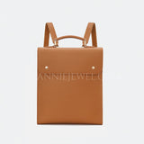 Minimalist pebbled Leather Backpack Flap top Leather Laptop Backpack Commuter Backpack Bag LS