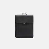 Minimalist pebbled Leather Backpack Commuter Backpack Bag Flap top black Leather Laptop Backpack Bag