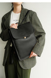 Minimalist pebbled Leather Backpack Commuter Backpack Bag Flap top Leather Laptop Backpack Bag