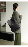 Minimalist pebbled Leather Backpack Commuter Backpack Bag Flap top Leather Laptop Backpack Bag