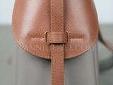 side of Nylon Leather Trim Bag Soft Nylon Hobo Bag Nylon Slouchy Shoulder Bag DR