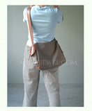 gray Nylon Leather Trim Bag Soft Nylon Hobo Bag Nylon Slouchy Shoulder Bag DR