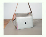 Nylon Leather Trim Bag Soft Nylon Hobo Bag Nylon Slouchy Shoulder Bag DR