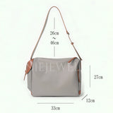 gray Nylon Leather Trim Bag Soft Nylon Hobo Bag Nylon Slouchy Shoulder Bag DR
