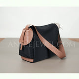 Nylon Leather Trim Bag Soft Nylon Hobo Bag Nylon Slouchy Shoulder Bag DR