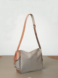 Nylon Leather Trim Bag Soft Nylon Hobo Bag Nylon Slouchy Shoulder Bag DR