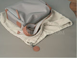 side of Nylon Leather Trim Bag Soft Nylon Hobo Bag Nylon Slouchy Shoulder Bag DR