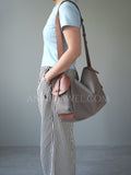 Minimalist Nylon Crossbody Bag Nylon Leather Shoulder Bag Nylon Cowhide Shoulder Bag DR