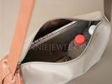 side of Nylon Leather Trim Bag Soft Nylon Hobo Bag Nylon Slouchy Shoulder Bag DR