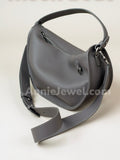 Genuine Leather Half Moon Bag Nylon Hobo Bag Womens Lightweight Gray Leather Crossbody Bag