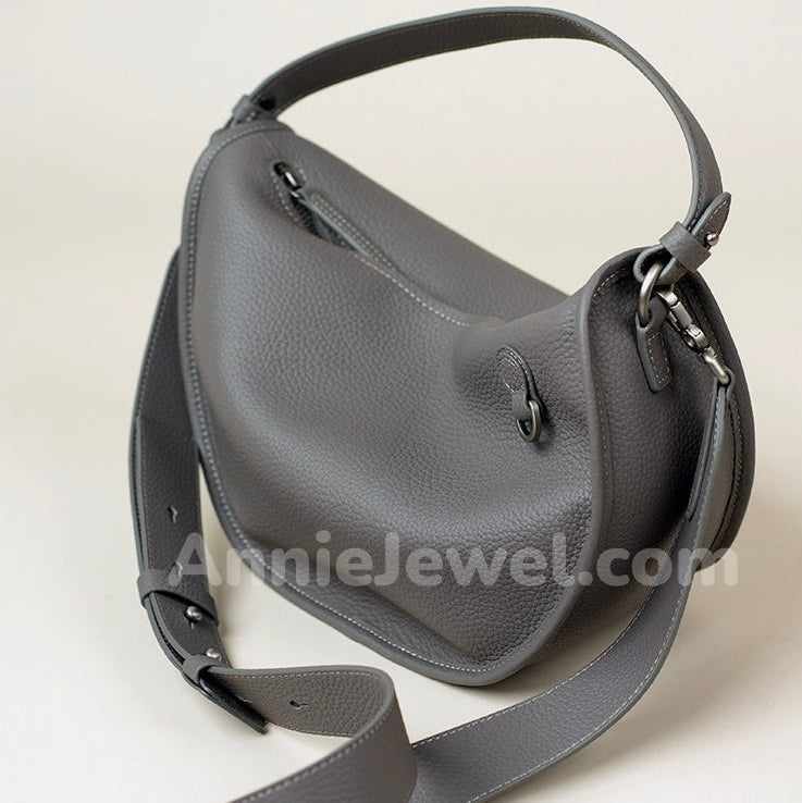 Minimalist Leather Crescent Shoulder Bag Women