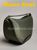 Gray Minimalist Nylon Crescent Shoulder Bag Women's Nylon Crescent Bag DR
