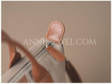 details of Premium Nylon and Leather Tote Bag With Brown Leather Trim Front Zip Pocket