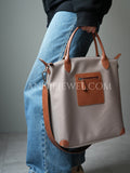 Black Nylon Commuter Tote Bag Leather Accents Lightweight Nylon Leather Tote Bag For Work