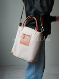 Italian Leather Trim Nylon Tote Bag Luxury Nylon Tote with Leather Trim