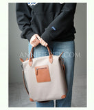 Black Nylon Commuter Tote Bag Leather Accents Lightweight Nylon Leather Tote Bag For Work