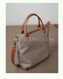 Black Nylon Commuter Tote Bag Leather Accents Lightweight Nylon Leather Tote Bag For Work