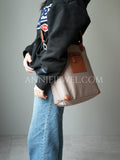 Italian Leather Trim Nylon Tote Bag Luxury Nylon Tote with Leather Trim