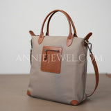 nylon tote bag with front zip pocket and leather handles lightweight nylon leather tote bag for work