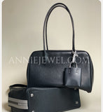 Genuine Italian Leather Shoulder Bag black Italian Pebbled Leather Tote Bag