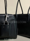 Genuine Italian Leather Shoulder Bag black Italian Pebbled Leather Tote Bag