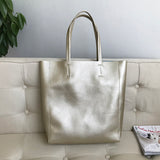 Vertical Leather Tote Gold Leather Tote Bag Real Leather Tote Womens 