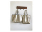 Vertical Leather Tote Gold Leather Tote Bag Real Leather Tote Womens 