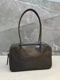 Rectangle Black Leather Tote Bag With Zipper Real Leather Tote Bag Womens