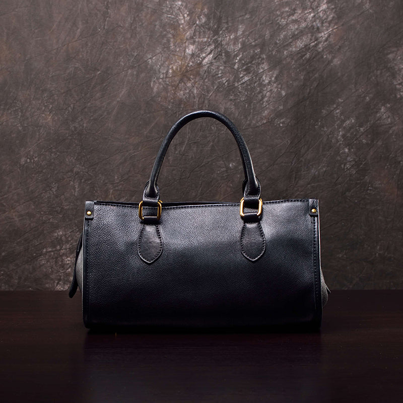 Black Satchel Handbag Black Leather Boston Bag Leather Bags Boston