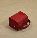 Red Mini Leather Cube Bag Small Leather Zipper Crossbody Purse Square Bag For Women 
