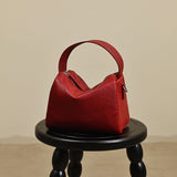 Red Mini Leather Cube Bag Small Leather Zipper Crossbody Purse Square Bag For Women 