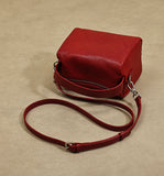 Red Mini Leather Cube Bag Small Leather Zipper Crossbody Purse Square Bag For Women 