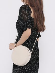 Women's Small Round Canvas Bag black canvas Crossobdy Bag