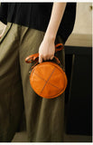 Round Leather Bag Round Leather Crossbody Bag 