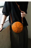 Round Leather Bag Round Leather Crossbody Bag 