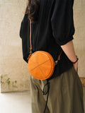 Round Leather Bag Round Leather Crossbody Bag 