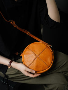 Round Leather Bag Round Leather Crossbody Bag 