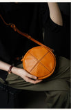 Round Leather Bag Round Leather Crossbody Bag 