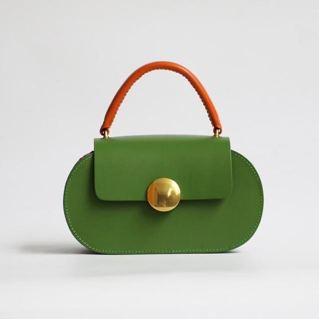 Leather Bag Round Leather Circle Bag Round Leather Crossbody Bag