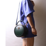 Leather Bag Round Leather Handbag Round Leather Crossbody Bag 