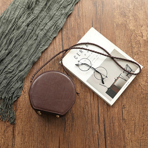 Round Leather Purse Round Leather Crossbody Bag - Annie Jewel