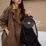 brown Leather Circle Bag Circle Leather Purse Round Leather Crossbody Bag womens