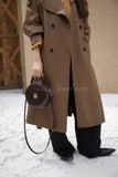 brown Leather Circle Bag Circle Leather Purse Round Leather Crossbody Bag womens