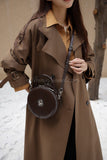 Genuine Leather Circle Bag Circle Leather Purse Round Leather Crossbody Bag womens
