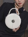 white Leather Bag Round Leather Circle Bag Round Leather Crossbody Bag Womens