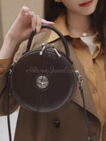 trendy Leather Bag Round Leather Circle Bag Round Leather Crossbody Bag Womens