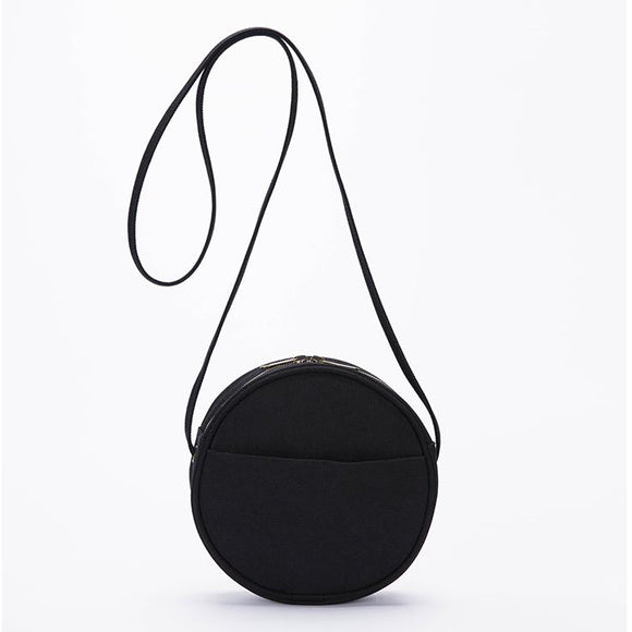 Women's Small Round Canvas Bag black canvas Crossobdy Bag