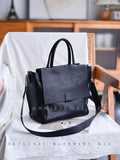 Black Leather Satchel Handbag Women's Satchel Handbags