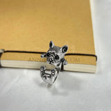 Handmade Silver Bulldog Puppy Pet Adjustable Wrap Ring Gifts - Annie Jewel